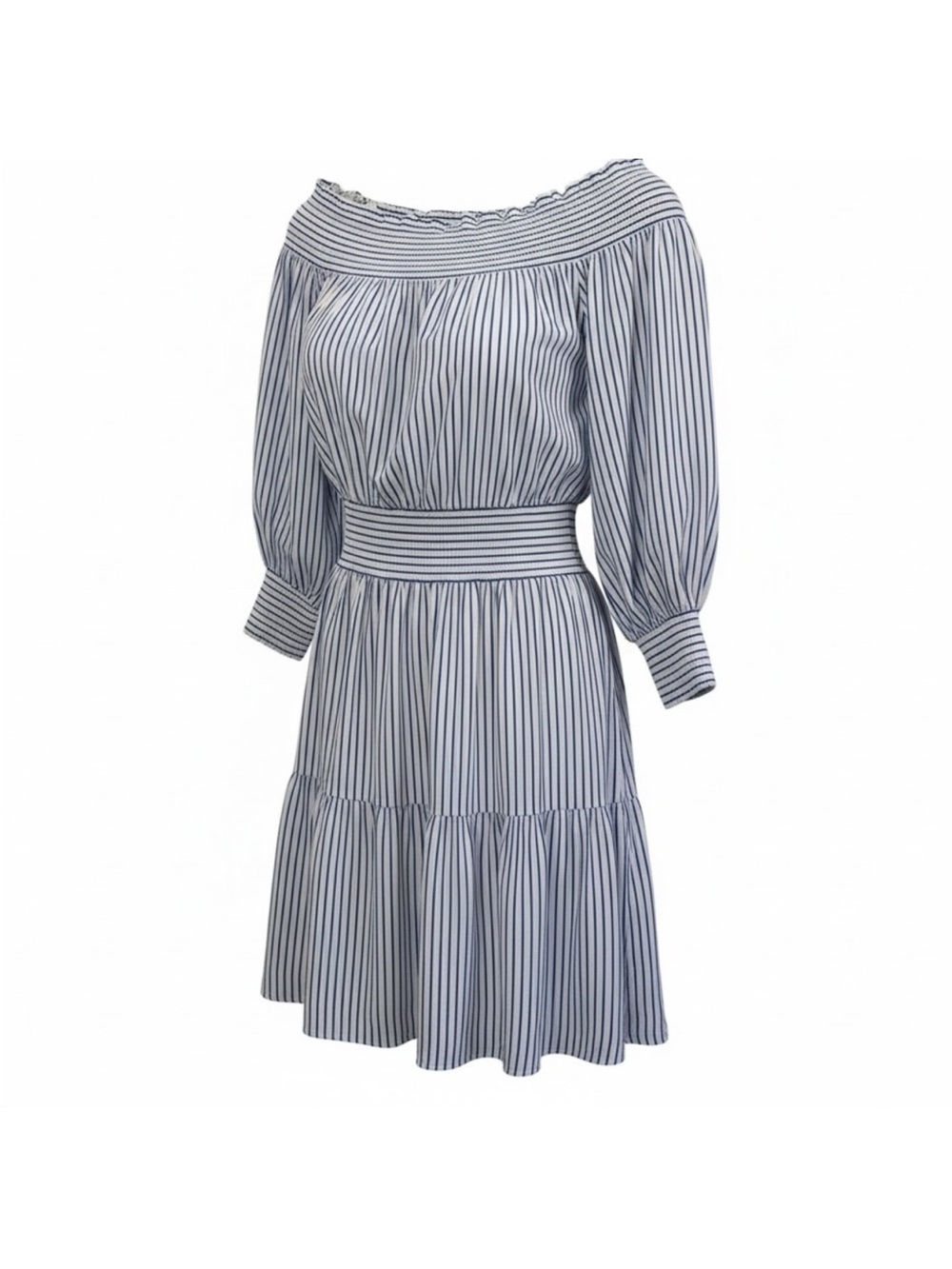 Gianni Bini Off-Shoulder
Neckline, Smocked Waist Blouson
Sleeves Tiered Dress